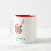 Einfache Elegant Rentier Weihnachtsfamilie Name Zweifarbige Tasse (Vorderseite Links)