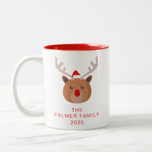 Einfache Elegant Rentier Weihnachtsfamilie Name Zweifarbige Tasse