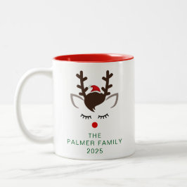 Einfache Elegant Rentier Weihnachtsfamilie Name Zweifarbige Tasse