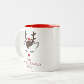 Einfache Elegant Rentier Weihnachtsfamilie Name Zweifarbige Tasse (Vorderseite Links)