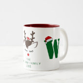 Einfache Elegant Rentier Weihnachtsfamilie Name Zweifarbige Tasse (VorderseiteRechts)