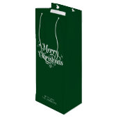 Einfache Elegant Retro Script Green Frohe Weihnach Geschenktüte Für Weinflaschen (Rückseite Schrägansicht)