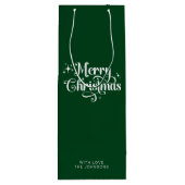 Einfache Elegant Retro Script Green Frohe Weihnach Geschenktüte Für Weinflaschen (Rückseite)