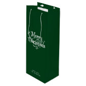 Einfache Elegant Retro Script Green Frohe Weihnach Geschenktüte Für Weinflaschen (Vorderseite Schrägansicht)
