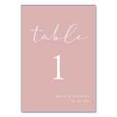 Einfache Elegant-Rosa-Hochzeit Tischnummer (Vorderseite)