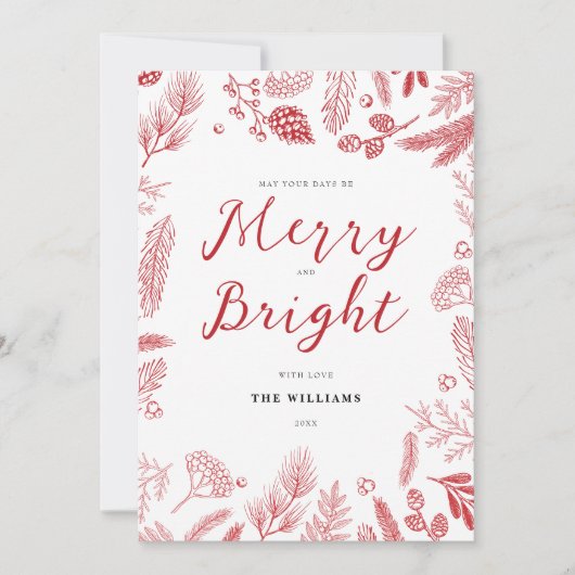 Einfache Elegant Rot Merry und Helle Weihnachten (Vorderseite)