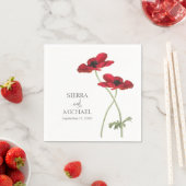 Einfache Elegant Rote Flora Seite Grün Botanisch Serviette (Beispiel)