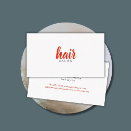 Einfache Elegant Rotes Weißes Haar Stylist Visitenkarte