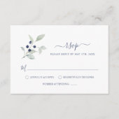 Einfache Elegant Sage Navy Botanische Skripthochze Begleitkarte (Vorderseite)