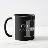 Einfache Elegant Schwarz-weiß Monogram Bold Klasse Tasse (Links)