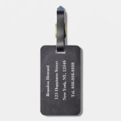 Einfache Elegant-Schwarz-weiß-Monogramm-Initial Gepäckanhänger (Rückseite vertikal)