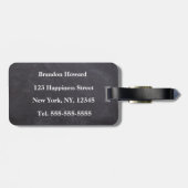 Einfache Elegant-Schwarz-weiß-Monogramm-Initial Gepäckanhänger (Rückseite horizontal)