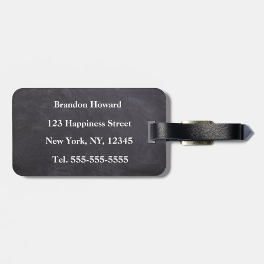 Einfache Elegant-Schwarz-weiß-Monogramm-Initial Gepäckanhänger (Rückseite horizontal)