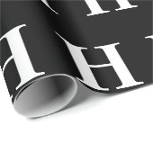Einfache Elegant-Schwarz-weiß-Monogramm-Initial Geschenkpapier (Rolleneckpunkt)