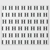 Einfache Elegant-Schwarz-weiß-Monogramm-Initial Geschenkpapier (Flach)