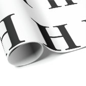 Einfache Elegant-Schwarz-weiß-Monogramm-Initial Geschenkpapier (Rolleneckpunkt)
