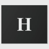 Einfache Elegant-Schwarz-weiß-Monogramm-Initial Geschenkpapier (Flach)