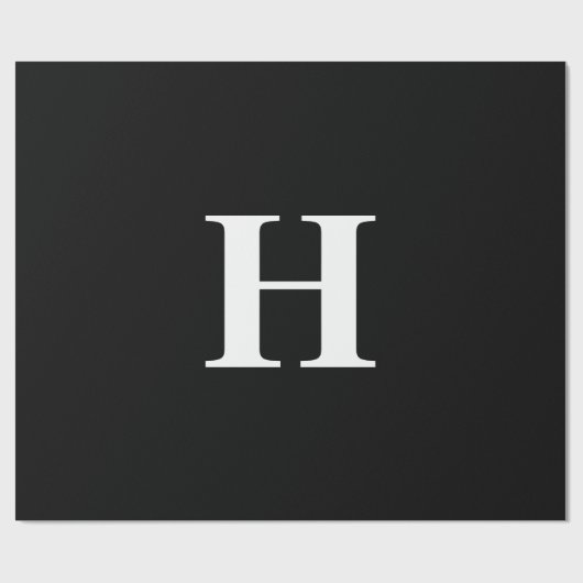 Einfache Elegant-Schwarz-weiß-Monogramm-Initial Geschenkpapier (Flach)