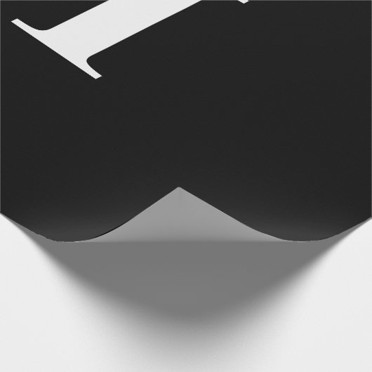 Einfache Elegant-Schwarz-weiß-Monogramm-Initial Geschenkpapier (Ecke)