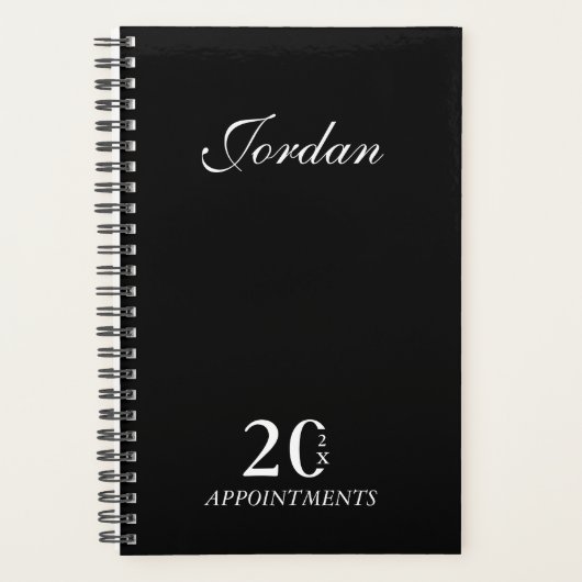 Einfache Elegant Schwarz-weiß Name Daily Planer (Vorderseite)