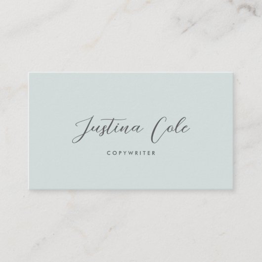 Einfache Elegant Sea & Gray Calligraphy Script Visitenkarte (Vorderseite)