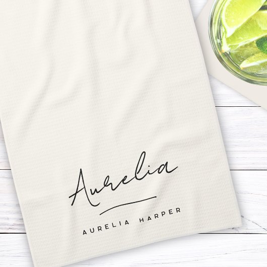 Einfache Elegant-Signatur Minimale Feminine Geschirrtuch