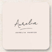 Einfache Elegant-Signatur Minimale Feminine Getränkeuntersetzer (Vorderseite)