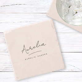 Einfache Elegant-Signatur Minimale Feminine Steinuntersetzer