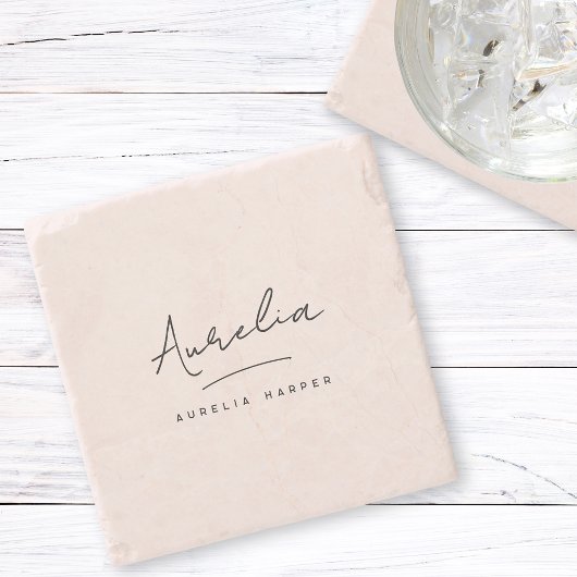 Einfache Elegant-Signatur Minimale Feminine Steinuntersetzer