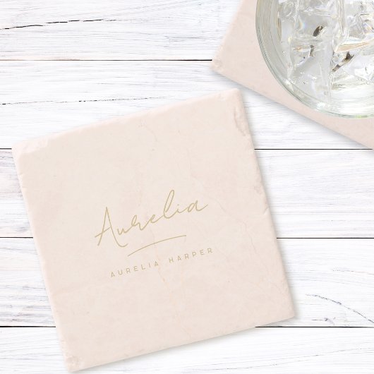 Einfache Elegant-Signatur Minimale Feminine Steinuntersetzer