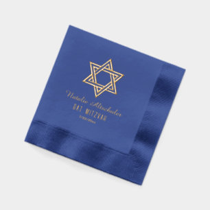Einfache Elegant Star von David #1 Bat Bar Mitzvah Servietten Mit Folie