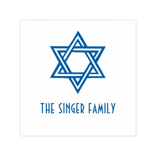 Einfache Elegant Star von David #1 Familienname Permastempel (Design)