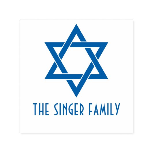 Einfache Elegant Star von David #3 Familienname Permastempel (Design)