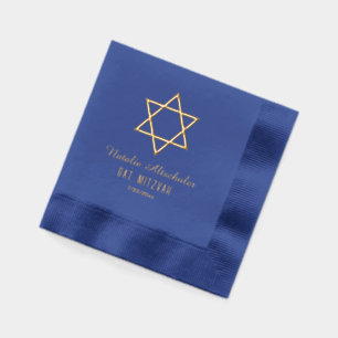 Einfache Elegant Star von David #4 Bat Bar Mitzvah Servietten Mit Folie