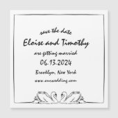 Einfache Elegant Swan Wedding Save the Date Magnet (Vorderseite)