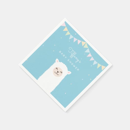 Einfache Elegant Sweet Alpaca Llama Boy Baby Dusch Serviette (Ecke)