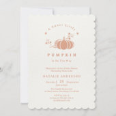 Einfache Elegant Sweet Little Pumpkin Baby Dusche Einladung (Vorderseite)