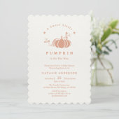 Einfache Elegant Sweet Little Pumpkin Baby Dusche Einladung (Stehend Vorderseite)