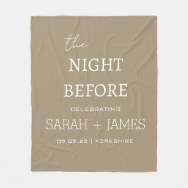 Einfache Elegant Taupe & White Name Datum Hochzeit Fleecedecke