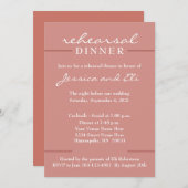 Einfache Elegant Terra Cotta Probe Dinner Invita Einladung (Vorne/Hinten)