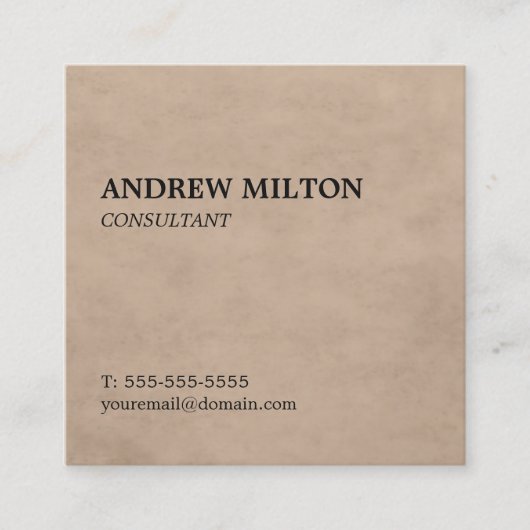 Einfache Elegant Texture Beige Berater Quadratische Visitenkarte (Vorderseite)