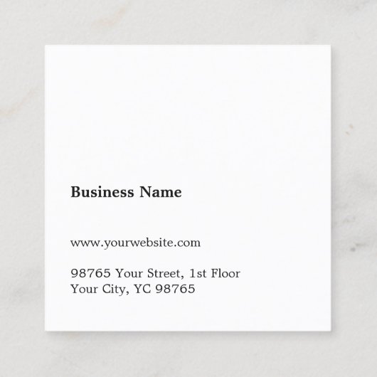 Einfache Elegant Texture Beige Berater Quadratische Visitenkarte (Rückseite)