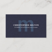 Einfache Elegant Texture Blue MonogramConsultant Visitenkarte (Vorderseite)