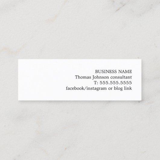 Einfache Elegant Texture Gray Consultant Mini Visitenkarte (Rückseite)