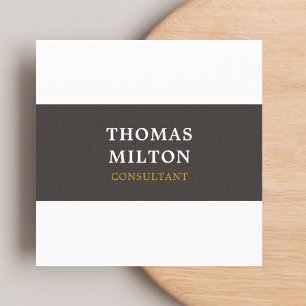 Einfache Elegant Texture Gray White Consultant Quadratische Visitenkarte