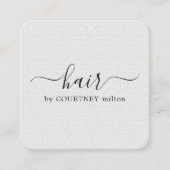 Einfache Elegant Texture White Hair Stylist Quadratische Visitenkarte (Vorderseite)