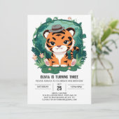 Einfache Elegant Tiger Digitaler Geburtstag Einladung (Stehend Vorderseite)