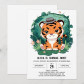 Einfache Elegant Tiger Digitaler Geburtstag Einladung (Vorne/Hinten)