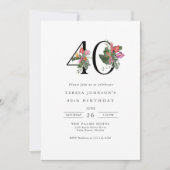 Einfache Elegant Tropical 40. Geburtstag Einladung (Vorderseite)