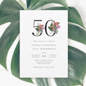 Einfache Elegant Tropical 50. Geburtstag Einladung